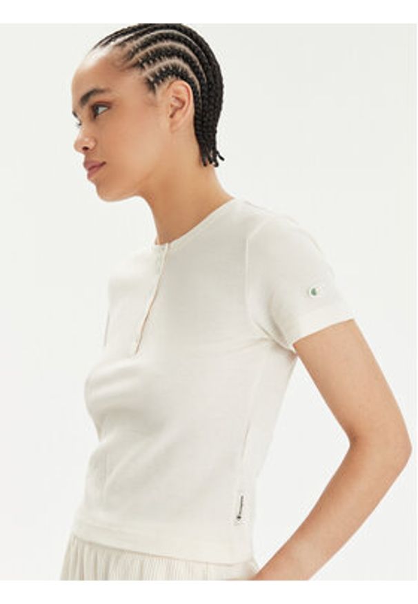Champion T-Shirt E10013 Beżowy Regular Fit. Kolor: beżowy. Materiał: bawełna