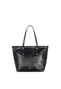 Ochnik - Torebka damska. Kolor: czarny. Wzór: motyw zwierzęcy. Materiał: skórzane. Styl: elegancki. Rodzaj torebki: na ramię #1