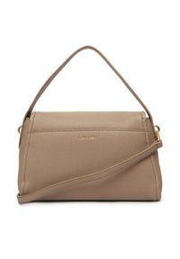 Calvin Klein Torebka Emblem Hw Pebble Shoulder Bag 25 LV04F3425G Beżowy. Kolor: beżowy. Materiał: skórzane #5