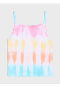 Sinsay - Prążkowana koszulka tie-dye na ramiączkach - wielobarwny. Materiał: prążkowany. Długość rękawa: na ramiączkach