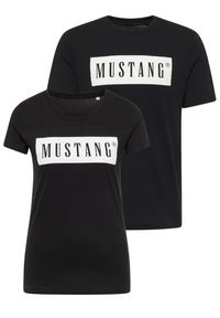 Mustang - 2PAK MUSTANG ALEX C / ALINA C LOGO TEE MĘSKI/DAMSKI T-SHIRT KOSZULKA LOGO BLACK 1013220 4142. Okazja: na co dzień. Materiał: bawełna, jeans. Styl: sportowy, casual, elegancki, klasyczny #6