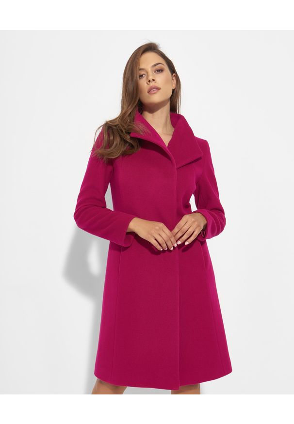 CINZIA ROCCA - Kaszmirowy płaszcz w kolorze fuksji. Kolor: różowy, wielokolorowy, fioletowy. Materiał: kaszmir