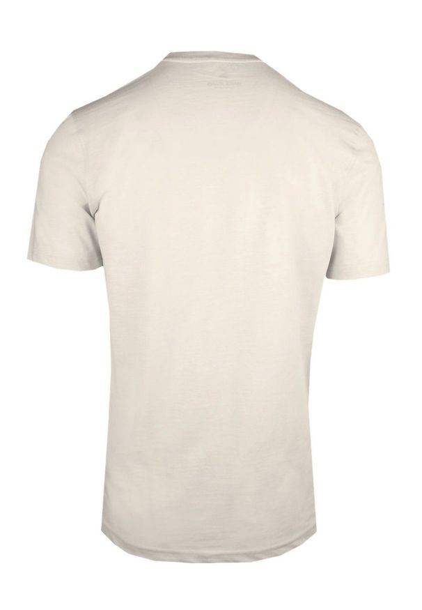 T-Shirt (Koszulka) Męska - Pako Jeans - Jasnobeżowa. Okazja: na co dzień. Kolor: beżowy, brązowy, wielokolorowy. Materiał: bawełna. Wzór: nadruk. Styl: casual