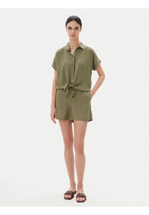 Vero Moda Szorty materiałowe Thea 10333804 Zielony Loose Fit. Kolor: zielony. Materiał: len, wiskoza
