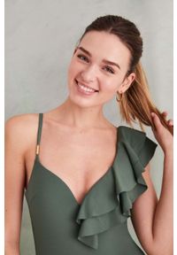 Women Secret - women'secret strój kąpielowy Perfect Fit kolor zielony usztywniona miseczka. Kolor: zielony. Materiał: materiał, włókno #4