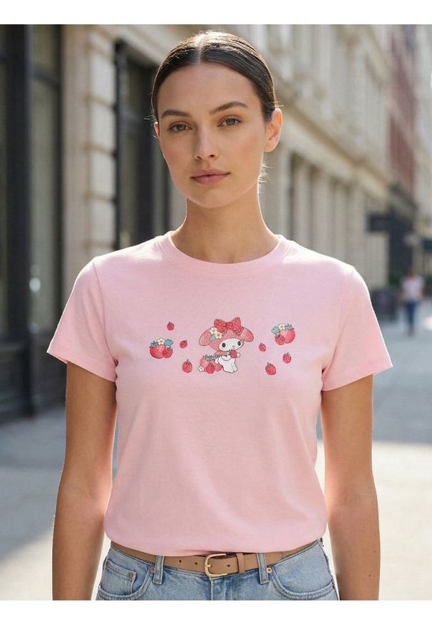 Sinsay - Bawełniana koszulka z nadrukiem My melody - różowy. Kolor: różowy. Materiał: bawełna. Wzór: nadruk
