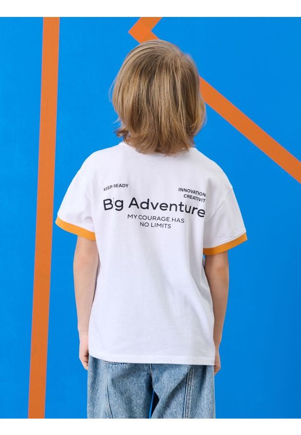 Sinsay - Koszulka z nadrukiem na plecach - biały. Kolor: biały. Wzór: nadruk