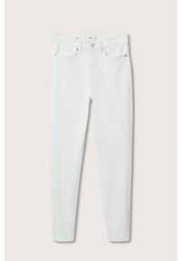 mango - Mango jeansy Anne damskie high waist. Stan: podwyższony. Kolor: biały #4