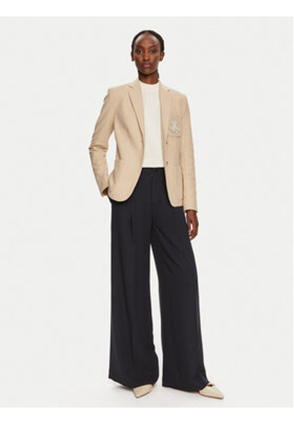 Lauren Ralph Lauren Spodnie materiałowe 200908891002 Granatowy Wide Leg. Kolor: niebieski. Materiał: syntetyk