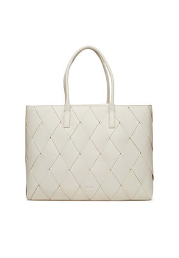 Calvin Klein Torebka Ck Woven Medium Shopper K60K612994 Biały. Kolor: biały. Materiał: skórzane