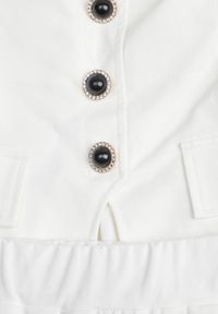 Renee - Beżowy Komplet Top Bandeau Zdobiony Guzikami i Spodnie o Szerokim Kroju Palarienna. Kolor: beżowy. Wzór: aplikacja #8