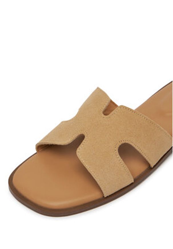 DeeZee Klapki DZ-S8A Beżowy. Kolor: beżowy. Materiał: zamsz, skóra