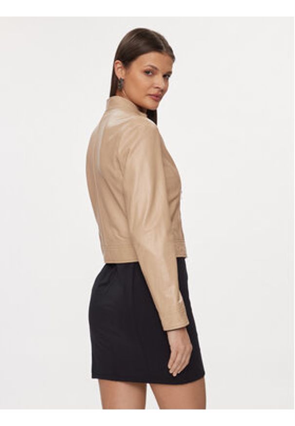 Liu Jo Kurtka skórzana CA4256 P0336 Beżowy Regular Fit. Kolor: beżowy. Materiał: skóra