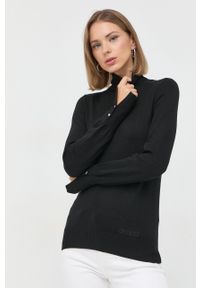 Guess sweter damski kolor czarny lekki z golfem. Typ kołnierza: golf. Kolor: czarny. Materiał: dzianina. Wzór: gładki #2