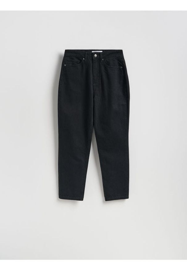Reserved - Jeansy mom fit - czarny. Kolor: czarny