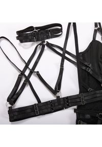 Intica - Body z paskami na specjalne okazje Lediana. Kolor: czarny. Materiał: materiał. Wzór: aplikacja #8