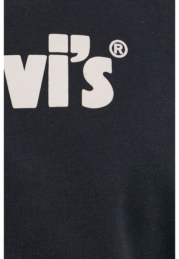 Levi's® - Levi's Bluza bawełniana damska kolor czarny z nadrukiem. Okazja: na spotkanie biznesowe, na co dzień. Kolor: czarny. Materiał: bawełna. Wzór: nadruk. Styl: casual, biznesowy