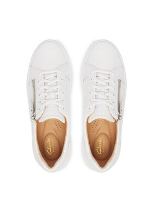 Clarks Sneakersy Hollyrose Zip 26185917 Biały. Kolor: biały. Materiał: skóra