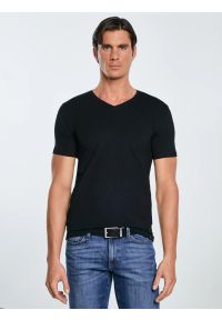 Big-Star - Koszulka męska v-neck z bawełny supima czarna Supiclassicov 906. Kolor: czarny. Materiał: bawełna. Długość: długie. Styl: klasyczny