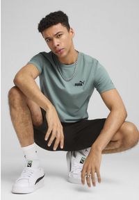 Puma - Męska koszulka Essentials z małym logo No. 1 PUMA Green Moon. Kolor: zielony. Wzór: haft