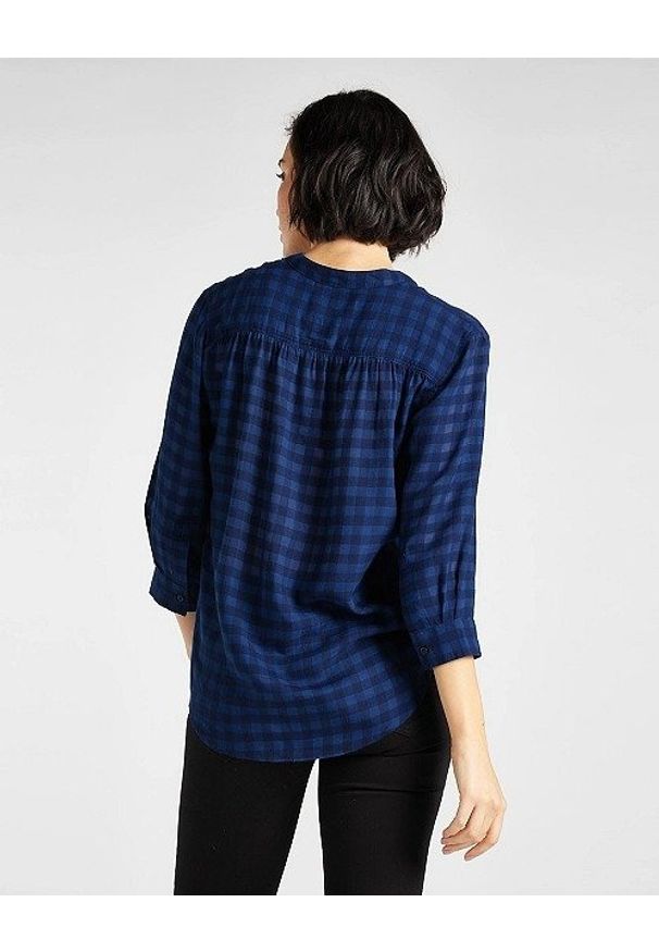 Lee - LEE ESSENTIAL BLOUSE DAMSKA BLUZKA W KRATĘ DARK NAVY L45VHTNM 112110614