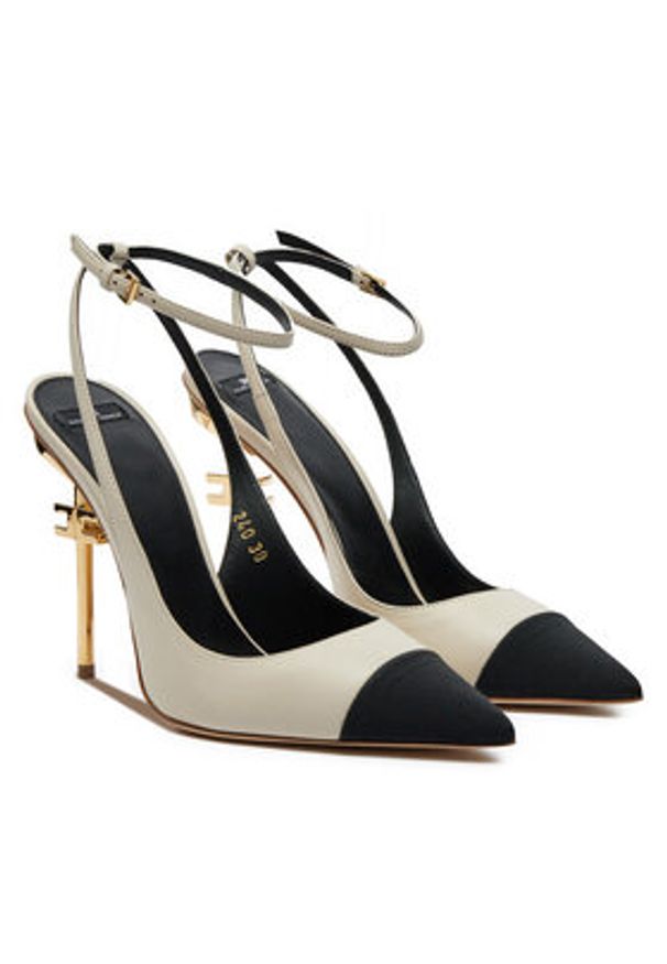 Elisabetta Franchi Szpilki SA-25B-46E2-V570 Écru. Materiał: skóra. Obcas: na szpilce