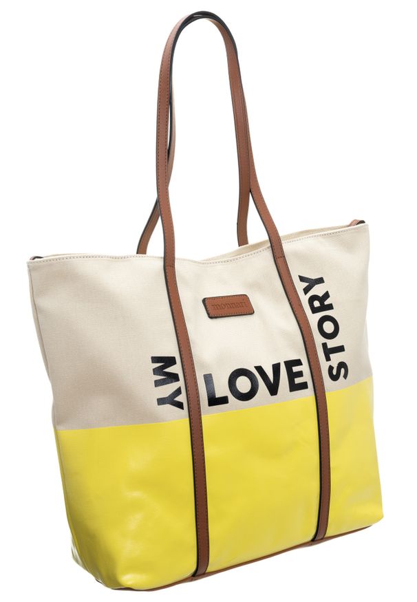 Torebka damska duży shopper bag Monnari 1740 żółta. Kolor: żółty. Materiał: skórzane