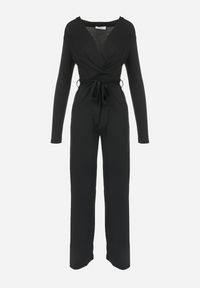 Born2be - Czarny Kombinezon z Kopertowym Dekoltem Cizine. Okazja: na co dzień. Kolor: czarny. Długość rękawa: długi rękaw. Długość: długie. Styl: casual #3