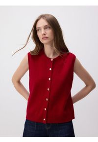Reserved - Wełniana kamizelka - czerwony. Kolor: czerwony. Materiał: wełna #1