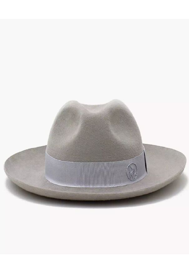 RUSLAN BAGINSKIY - Szary kapelusz z wstążką Fedora. Kolor: szary. Wzór: aplikacja