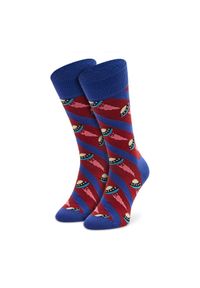 Happy-Socks - Happy Socks Skarpety wysokie unisex UFO01-6500 Fioletowy. Kolor: fioletowy. Materiał: materiał