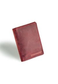 Skórzany cienki portfel slim wallet z bilonówką BRODRENE SW04 czerwony. Kolor: czerwony. Materiał: skóra #1