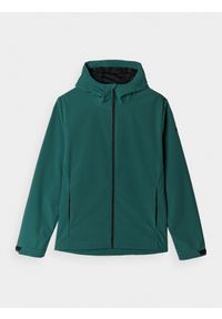 4f - Kurtka softshell wiatroodporna membrana 5000 męska - zielona. Typ kołnierza: kaptur. Kolor: zielony. Materiał: softshell. Technologia: Windstopper. Sezon: zima #1