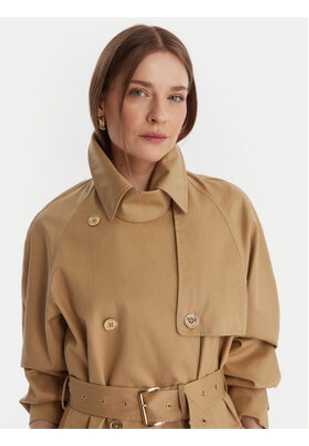 MICHAEL Michael Kors Trencz MR620FLKQH Beżowy Oversize. Kolor: beżowy. Materiał: bawełna