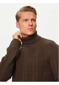 Jack & Jones Golf 12261441 Brązowy Regular Fit. Typ kołnierza: golf. Kolor: brązowy. Materiał: syntetyk, bawełna #2