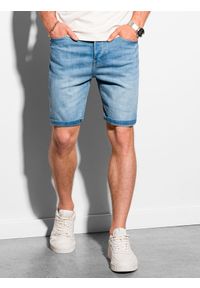 Ombre Clothing - Krótkie spodenki męskie jeansowe - jasnoniebieskie V1 OM-SRDS-0113 - XXL. Kolor: niebieski. Materiał: jeans. Długość: krótkie #3