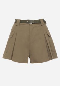 Born2be - Zielone Szorty z Wysokim Stanem i Kieszeniami w Stylu Cargo Arniti. Okazja: na co dzień. Stan: podwyższony. Kolor: zielony. Styl: klasyczny, elegancki, casual #5