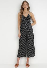 Born2be - Czarny Kombinezon Delessa. Kolor: czarny. Długość rękawa: na ramiączkach. Długość: długie. Wzór: aplikacja, kropki. Styl: wizytowy, elegancki #1