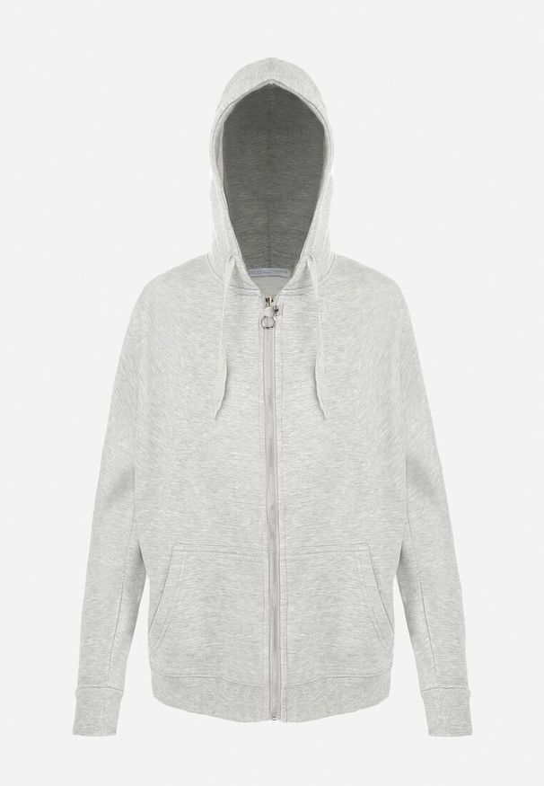 Born2be - Szara Bluza z Kapturem i Suwakiem Oversize Hil. Typ kołnierza: kaptur. Kolor: szary. Materiał: dzianina, polar. Długość rękawa: długi rękaw. Długość: długie. Styl: sportowy