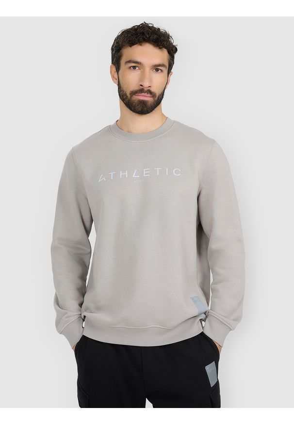 4f - 4F Bluza dresowa nierozpinana bez kaptura męska - szara XXL. Okazja: na co dzień. Typ kołnierza: bez kaptura. Kolor: szary. Materiał: dresówka. Styl: casual