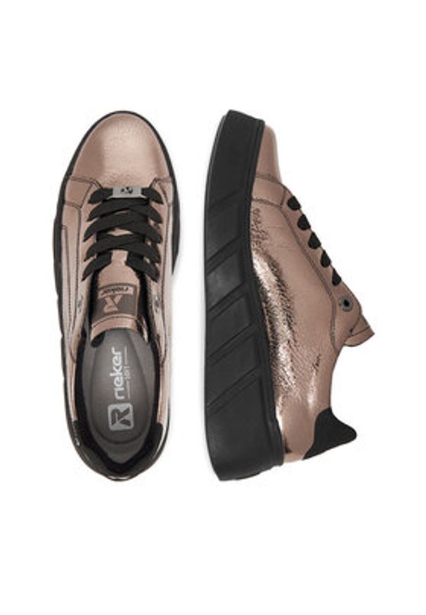 Rieker Sneakersy W2601-91 Złoty. Kolor: złoty. Materiał: lakier, skóra