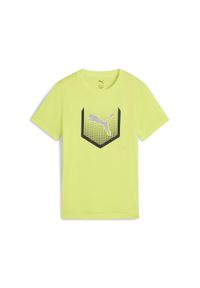 Puma - Młodzieżowa koszulka Active Sports z grafiką PUMA Lemon Sherbert Yellow. Kolor: żółty. Materiał: guma. Wzór: nadruk. Sport: joga i pilates