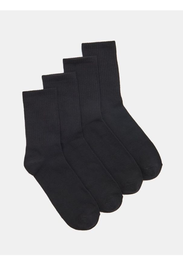 Sinsay - Prążkowane skarpetki 4 pack - czarny. Kolor: czarny. Materiał: prążkowany