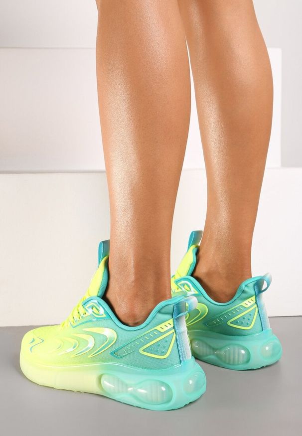 Born2be - Żółto-Zielone Płaskie Sznurowane Buty Sportowe Sneakersy Risanni. Okazja: na co dzień. Kolor: żółty. Materiał: jeans, dresówka. Sezon: wiosna. Obcas: na płaskiej podeszwie