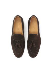 Kazar - Brązowe loafersy męskie. Zapięcie: bez zapięcia. Kolor: brązowy. Materiał: zamsz #3