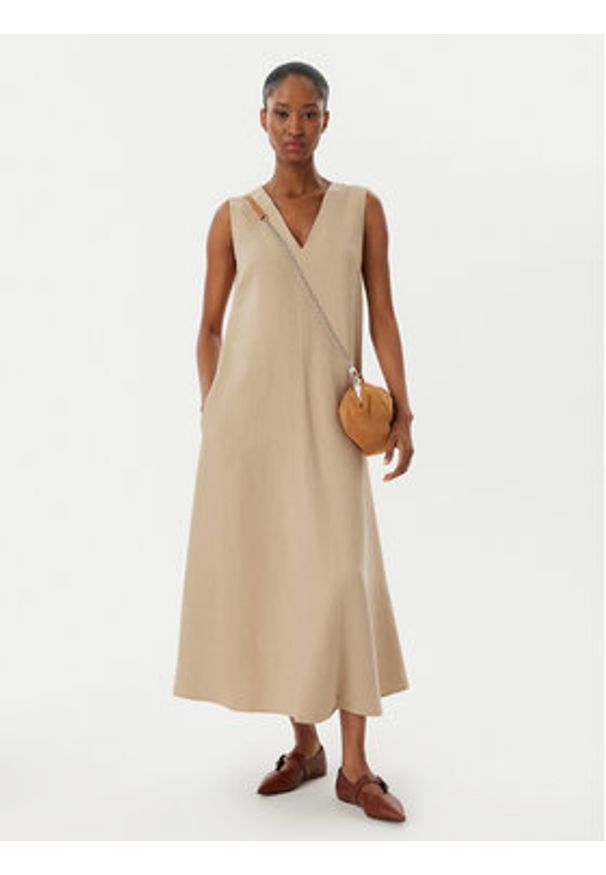 Weekend Max Mara Sukienka codzienna Egoista 2515221072 Beżowy Regular Fit. Okazja: na co dzień. Kolor: beżowy. Materiał: len. Typ sukienki: proste. Styl: casual