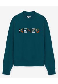 Kenzo - KENZO - Zielona bluza z kolorowym logo. Kolor: zielony. Materiał: bawełna. Długość rękawa: długi rękaw. Długość: długie. Wzór: kolorowy #2