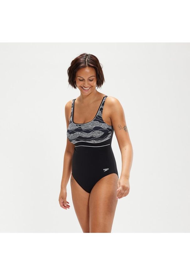 Strój Kąpielowy Speedo Shaping Contour Eclipse – Czarno / Biały – Rozmiar 32. Kolor: czarny