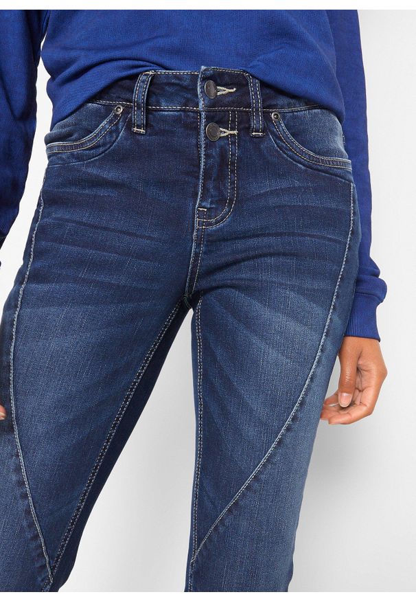 bonprix - Jeansy ze stretchem o kroju bootcut, mid waist. Kolor: niebieski