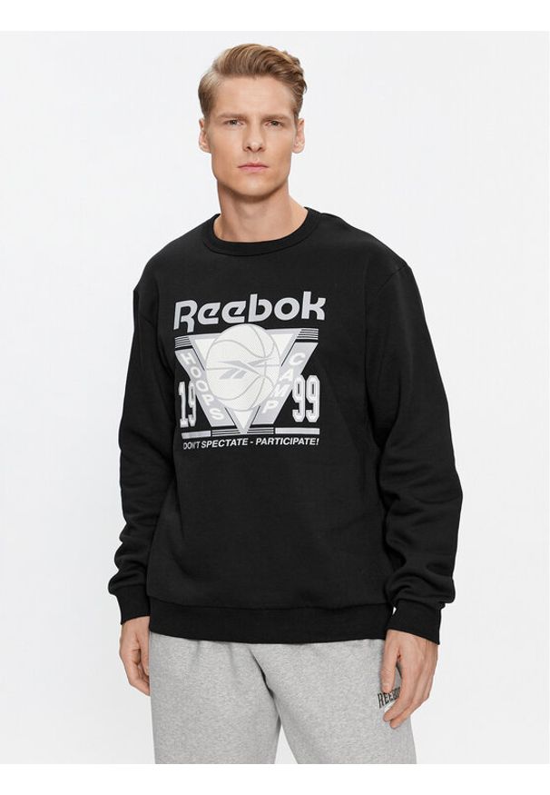 Reebok Bluza Basketball IL4432 Czarny Regular Fit. Kolor: czarny. Materiał: bawełna